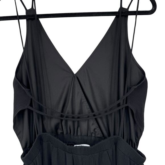 Lulus Womens Lost in Paradise Black Maxi Dress Size L Strappy Open Back Rayon - Picture 8 of 11